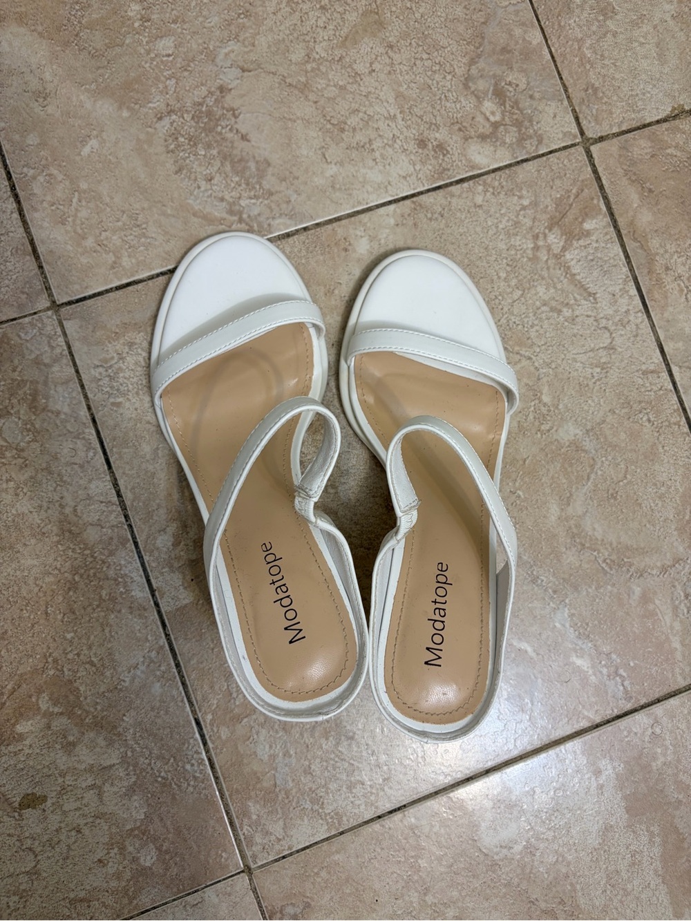 Modatope White Slingback Sandals — Comfortable Women's Open-Toe Heel